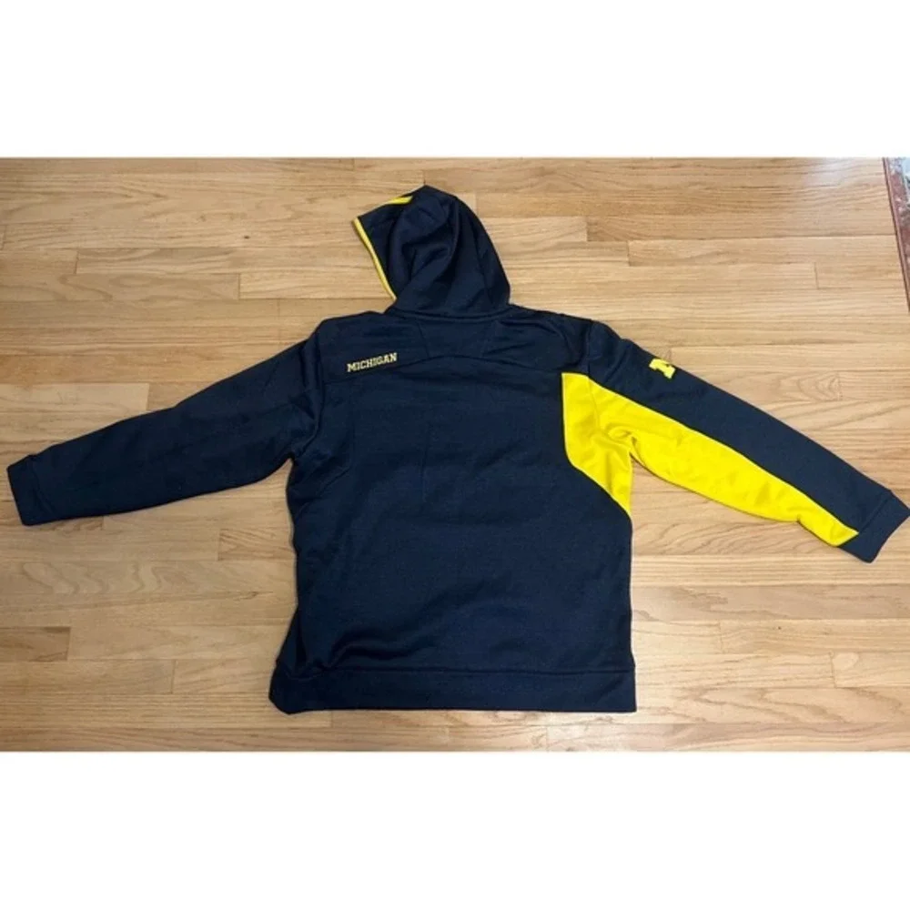 Adidas Michigan Wolverines Quarter Zip Hoodie Mens S Navy‎ Yellow Athletic